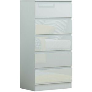 Luxury Life (Gloss White) Carlton 5 Drawer Chest Of Drawers Gloss Finish