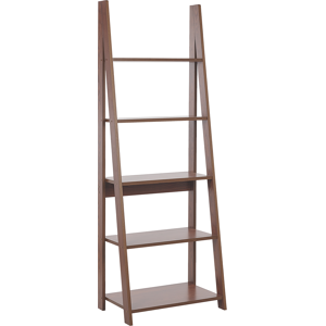 Beliani Ladder Shelf Dark Wood Particle Board Bookcase Leaning Shelves 5 Tier Open Back Design Material:Particle Board Size:39x175x62