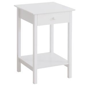 HOMCOM Wooden Bedside Cabinet with Drawer and Shelf, Multipurpose Nightstand for Bedroom, White