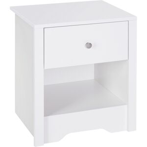 HOMCOM Solid Wood Bedside Cabinet with Drawer and Shelf, Nightstand Chest for Bedroom Furniture, White