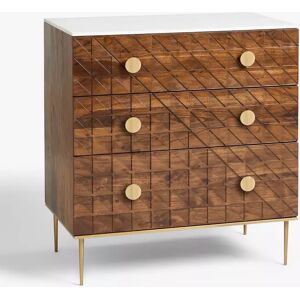 John Lewis Trinity Marble Top Acacia Wood 3 Drawer Chest, Brown - Brown - Unisex