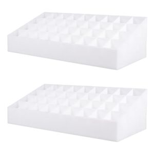 FRCOLOR Pack of 3 36 Storage Bags Acrylic Stands for Display Clear Stand Storage Box for Lipstick Tower Organiser Lipstick Holder Made of Acrylic Dressing Table Shelf, White x 2 pieces, Size 1x2pcs