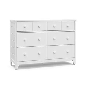 Storkcraft Moss 6 Drawer Universal Double Dresser (White) – GREENGUARD Gold Certified For Kids Nursery, Drawer Organizer, Chest of Drawers