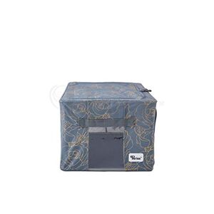 Periea ‘Beau’ Folding Collapsible Stackable Fabric Home Storage Boxes with Steel Frames (Metallic Floral, Small)