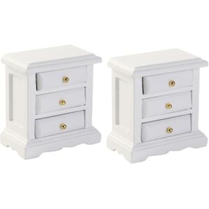 BESTonZON 2 Pcs Dollhouse Chest of Drawers Miniature Bedside Cabinet Dollhouse Miniature Rack Kid Furniture Toy Dollhouse Micro Drawer Cabinet Mini Rack Wooden Bedside Table White