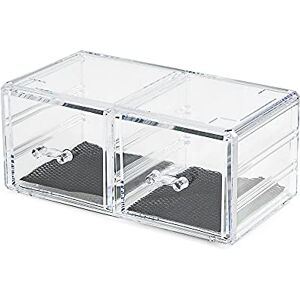 Compactor Make Up and Jewellery 2 Drawer Organiser, Polystyrene, Transparent, 23.8 x 10.8 x 15.3cm, RAN8576