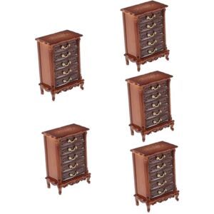 UPKOCH 5pcs Mini Chest of Drawers Miniature Furniture Mini House Decoration Bookcases Dressers Miniature Bookshelf Wood Dollhouse Cabinet Mini Furniture Decorative Mini House Cabinet