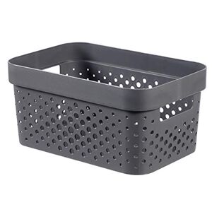 Curver Infinity Tray 4.5 L Dots Recycled Plastic Pink Crates, anthracite grey, S