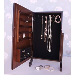 Boutique by LC Designs Dark Wooden Dressing Table Mirrored Jewellery Cabinet with Wooden Trim