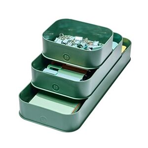 InterDesign iDesign Set of 3 Boxes, Storage Container Set Home Materials, Office Organiser Trio Pack, Made of Recycled Plastic, Green