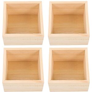 Operitacx 4pcs Boxes Handicraft Wooden Box Crafts Home Decor Storage Boxes Desktop Accessories Case Jewelries Display Case Succulent Flowerpot Wood Boxes for Centerpieces Small Wooden Crates