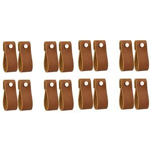 Huapuda Mengmen Leather Drawer Handles Pack of 16 Leather Chest of Drawers Knobs Handmade Pure Leather Handles for Cupboard Doors and Drawers ()