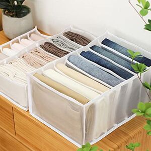 LPOQW Dresser Drawer Organizer Storage Box With Compartments For Leggings Closet Clothes Drawer Mesh Separation Box Stackable Drawer For Pants,White