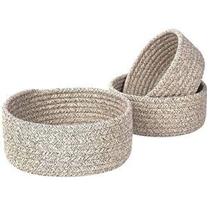 Chnegral Cotton Rope Nesting Bowls Woven Basket Cute Closet Baskets and Bins for Shelves Table Organizers Storage Basket, 3PCS