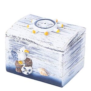 VOSAREA Mediterranean Wooden Storage Box Desktop Wooden Box Jewelry Sundries Case Organizer Gift Box Candy Box (D3003 Seagull Pattern)
