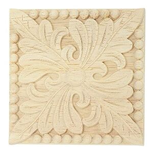 Lodokdre Natural Wood Appliques Flower Carving Decorative Wooden Mouldings for Cabinet Door Furniture Decor Craft 10x10cm