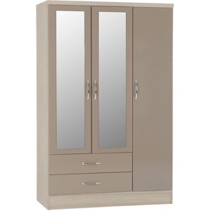 Seconique Nevada 3 Door 2 Drawer Mirrored Wardrobe