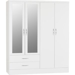 Seconique Nevada 4 Door 2 Drawer Mirrored Wardrobe