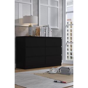 FWStyle 6 Drawer Matt Black Chest Of Drawers - Stora