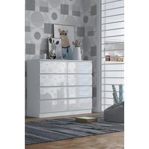 FWStyle 8 Drawer High Gloss White Chest Of Drawers - Stora