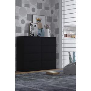 FWStyle 8 Drawer Matt Black Chest Of Drawers - Stora