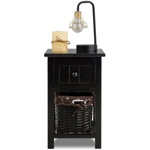 COSTWAY Chest of Drawers Side Table Beside Table Nightstand With One Removeable Baskets