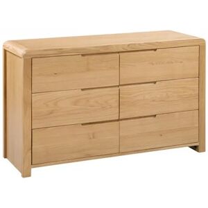 Julian Bowen Curve 6 Drawer Wide Oak Chest of Drawers Assembled