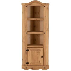 Seconique Corona Pine 1 Door Corner Display Cabinet