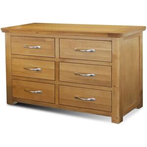 ASC Austin 6 Drawer Oak Wooden Chest of Drawers Assembled