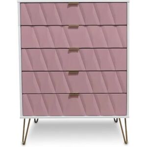 ASC Diana Kobe Pink and White 5 Drawer Chest of Drawers Assembled