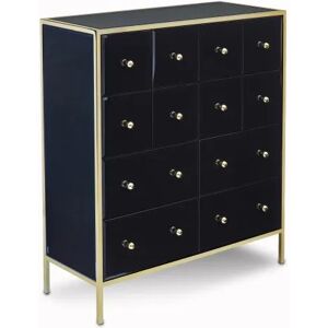 Birlea Furniture & Beds Birlea Fenwick Black Glass and Gold Merchant 12 Drawer Chest of Drawers Assembled