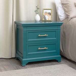 2 Drawer Large Teal Bedside Table Material: Wood, Metal