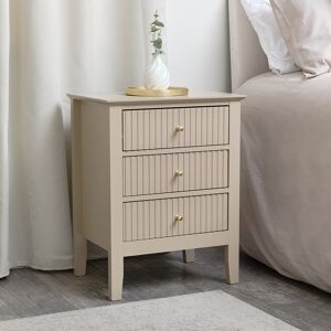 3 Drawer Bedside Table - Hales Tan Range Material: Manufactured Wood, metal