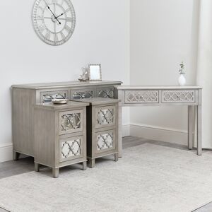 7 Drawer Mirrored Lattice Chest of Drawers, Console Table & Pair of Bedsides - Sabrina Silver Range Material: Wood, Glass, Metal