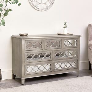 7 Drawer Mirrored Lattice Chest of Drawers - Sabrina Silver Range Material: Wood, Glass, Metal