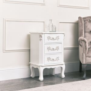 Antique White 3 Drawer Bedside Table - Pays Blanc Range Material: Wood