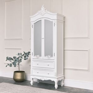 Antique White Mirrored Closet - Pays Blanc Range Material: Wood