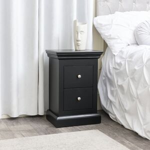 Black 2 Drawer Bedside Table - Slimline Haxey Black Range Material: Wood, metal