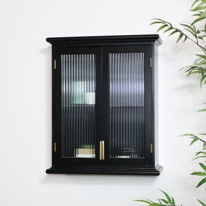 Black Reeded Glass Wall Cabinet Material: Wood, Glass, Metal