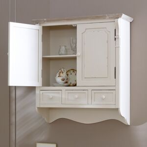 Cream Wall Mounted Cupboard with Drawers - Lyon Range Material: Wood