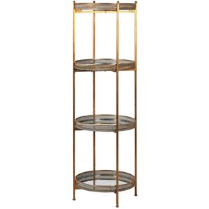 Gold Round Mirror freestanding Shelves Material: Metal, Glass