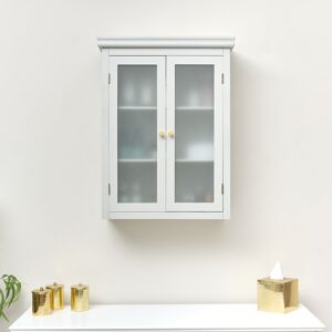 Grey Frosted Glass Fronted Wall Cabinet 75cm x 57cm Material: wood, glass, metal