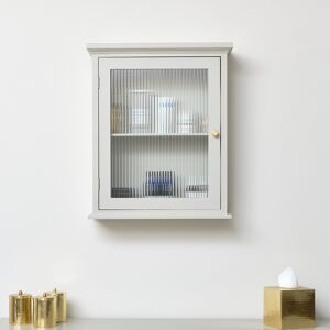 Grey Reeded Glass Fronted Wall Cabinet Material: Wood, Metal, Glasss