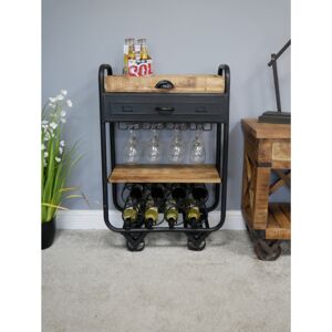 Industrial Metal & Wood Bar Cart Drinks Trolley Material: Metal, Wood