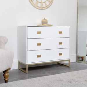 Large 3 Drawer Chest of Drawers - Elle White Range Material: Coated MDF, Metal