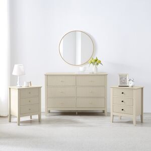 Large Chest of Drawers and Pair of Bedside Tables - Hales Taupe Range Material: Coated MDF, Metal