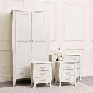 Large Ivory Wardrobe, Chest of Drawers & Pair of Bedside Tables - Elizabeth Ivory Range Material: Coated MDF, Metal