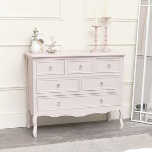 Large Pink 6 Drawer Chest of Drawers - Victoria Pink Range Material: Wood, resin, metal