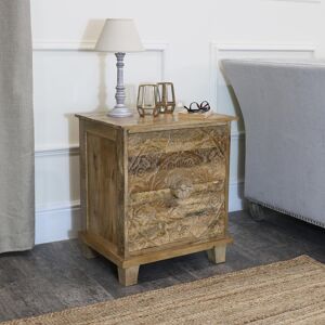 Mango Wood 2 Drawer Bedside Table Material: Wood