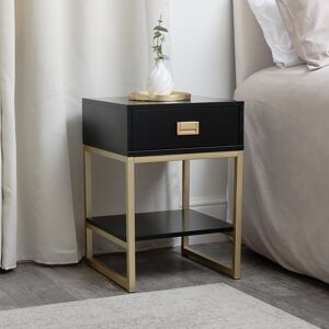 One Drawer Bedside Table - Elle Black Range Material: Coated MDF, Metal